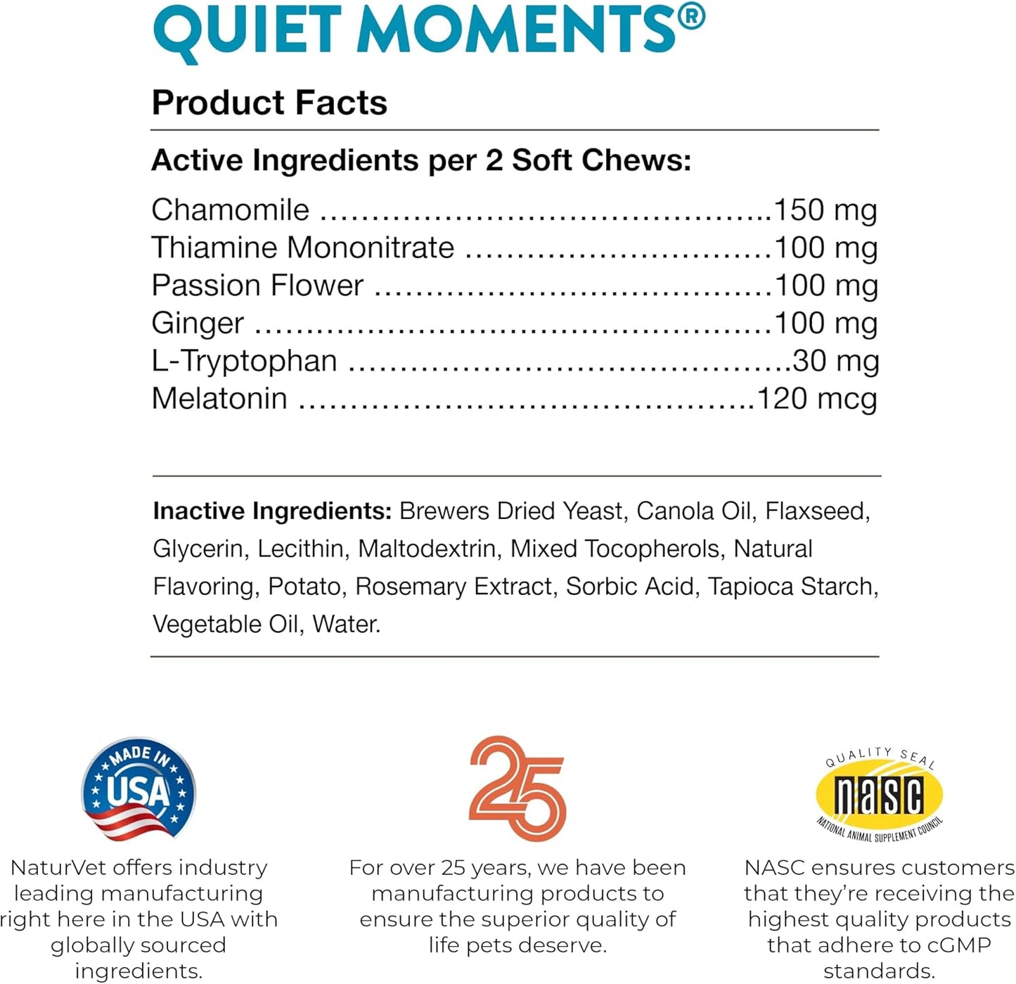 Quiet Moments Calming Dog Supplement, Dog Soft Chews with Melatonin to Help Reduce Stress from Storms, the Vet, Fireworks, and Travel, Bacon and Chicken Flavored Pet Supplement, 70 Count Jar