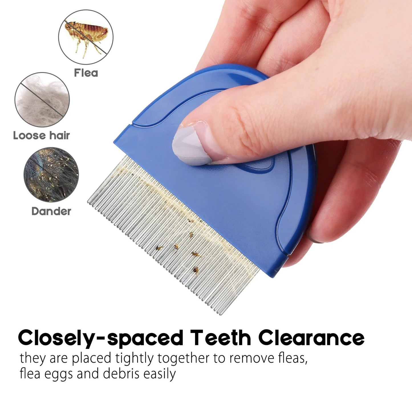 Prime Pets Flea Comb for Cat Dog, Stainless Steel Pet Hair Removal Comb