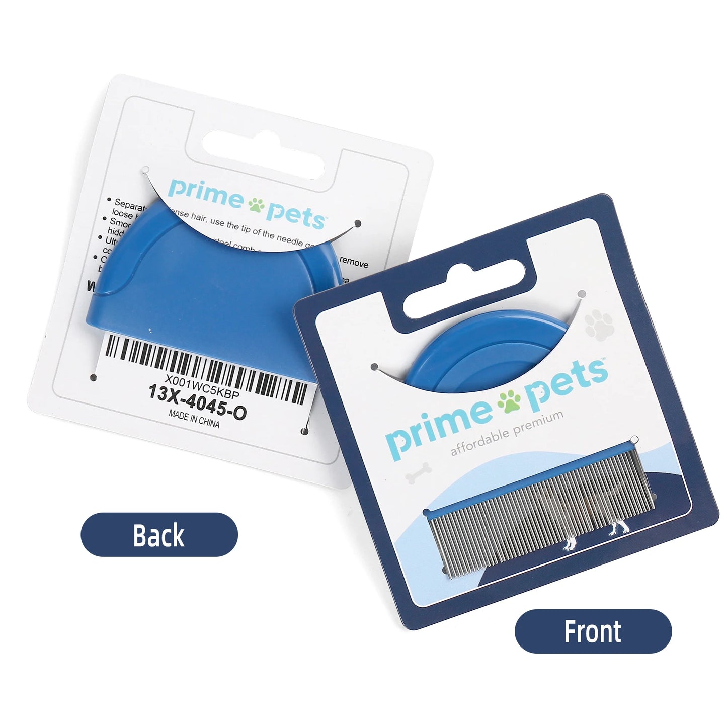Prime Pets Flea Comb for Cat Dog, Stainless Steel Pet Hair Removal Comb