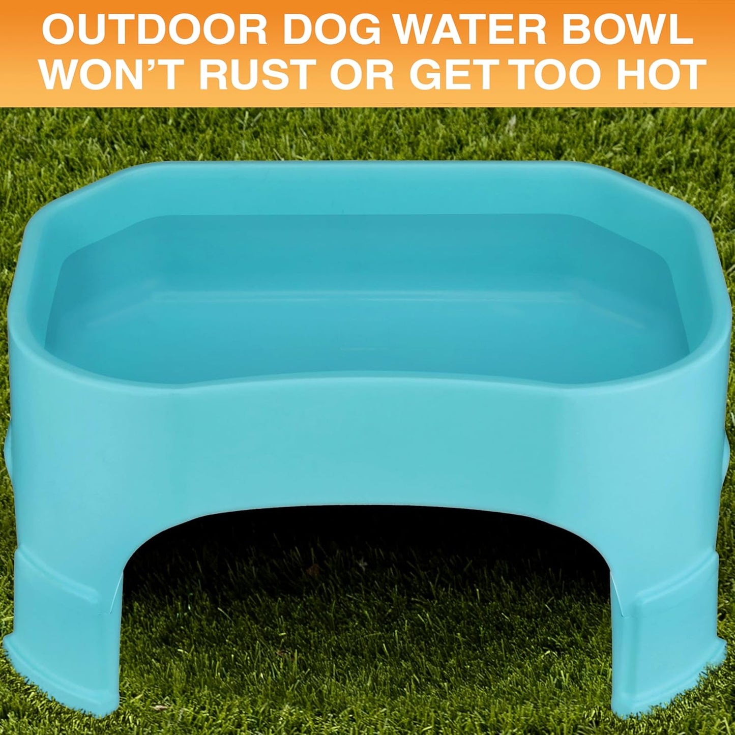 Extra Large Water Bowl for Dogs, Raised Outdoor Dog Water Bowl (2.25 Gallon XL Capacity), Big Trough Style Food Dish for Indoors or Outside, No Spill Large Dog Bowls, Aquamarine