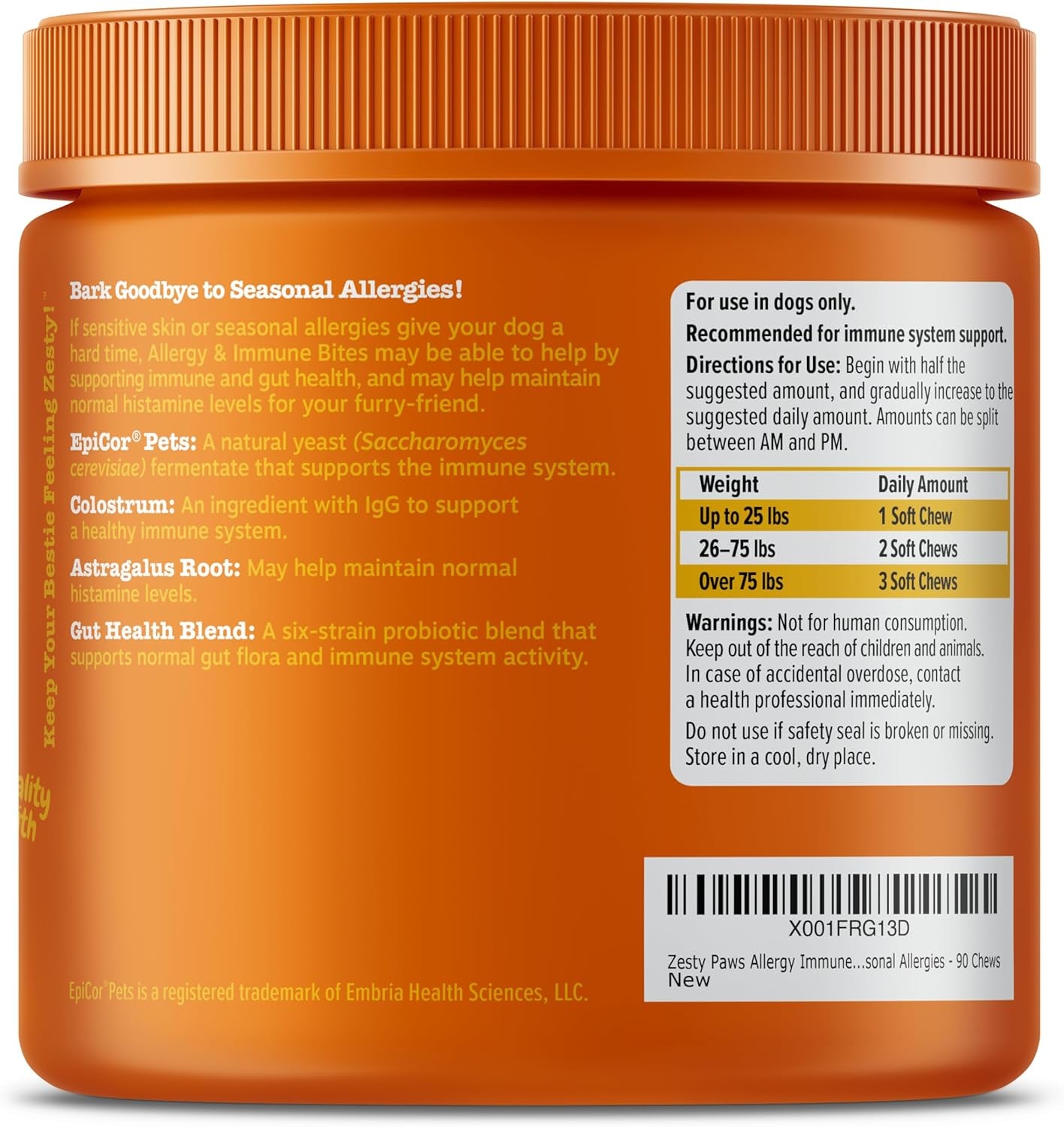 Dog Allergy Relief- Dog Itching Skin Relief- Dog Probiotics for Itchy Skin and Itchy Ears- Dog Allergy Paw Relief- Dog Allergy Chews- Dog Itch Relief - Dog Skin Allergy Relief - Lamb - 90Ct