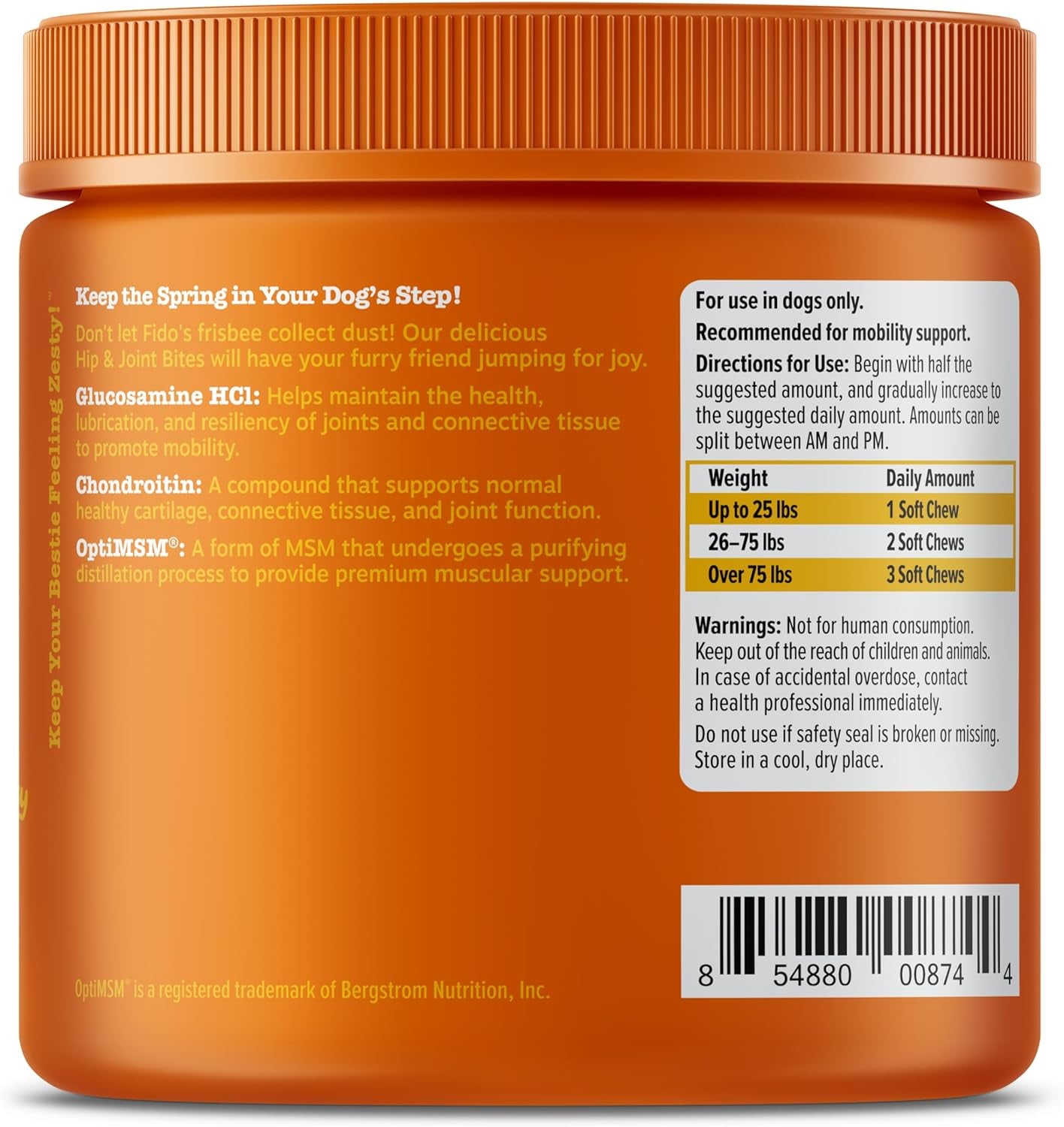 Hip and Joint for Dogs, Glucosamine for Dogs Hip and Joint Supplement with Chondroitin, MSM, Vitamins C & E - Bacon, 90 Count