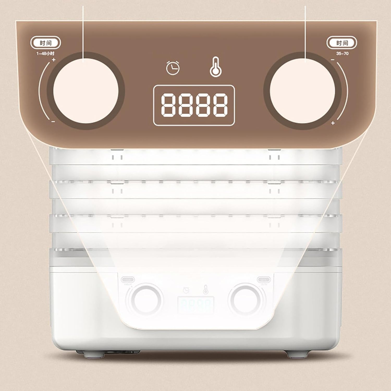Food Dryer Machine for Home, 2025 New Digital Dryer,Food Dehydrator and Dried Machines with 5 Trays, Digital Adjustable Timer (White)