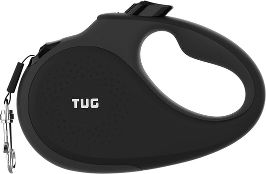 360° Tangle-Free Retractable Dog Leash with Anti-Slip Handle | 16 Ft Strong Nylon Tape | One-Handed Brake, Pause, Lock (Small, Black/Grey)