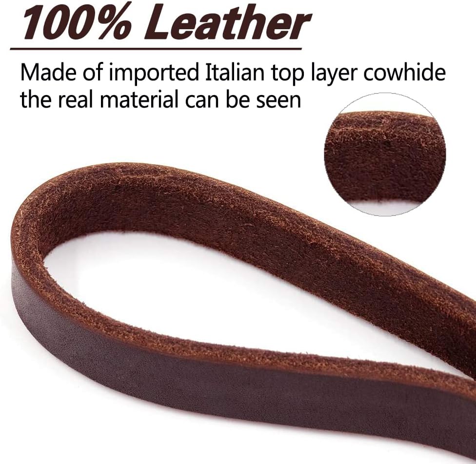 Leather Dog Leash 6Ft X 3/4 Inch, Heavy Duty Genuine Leather Braided Dog Training Leash, Soft and Strong Pet Lead for Large, Medium, Small Dogs