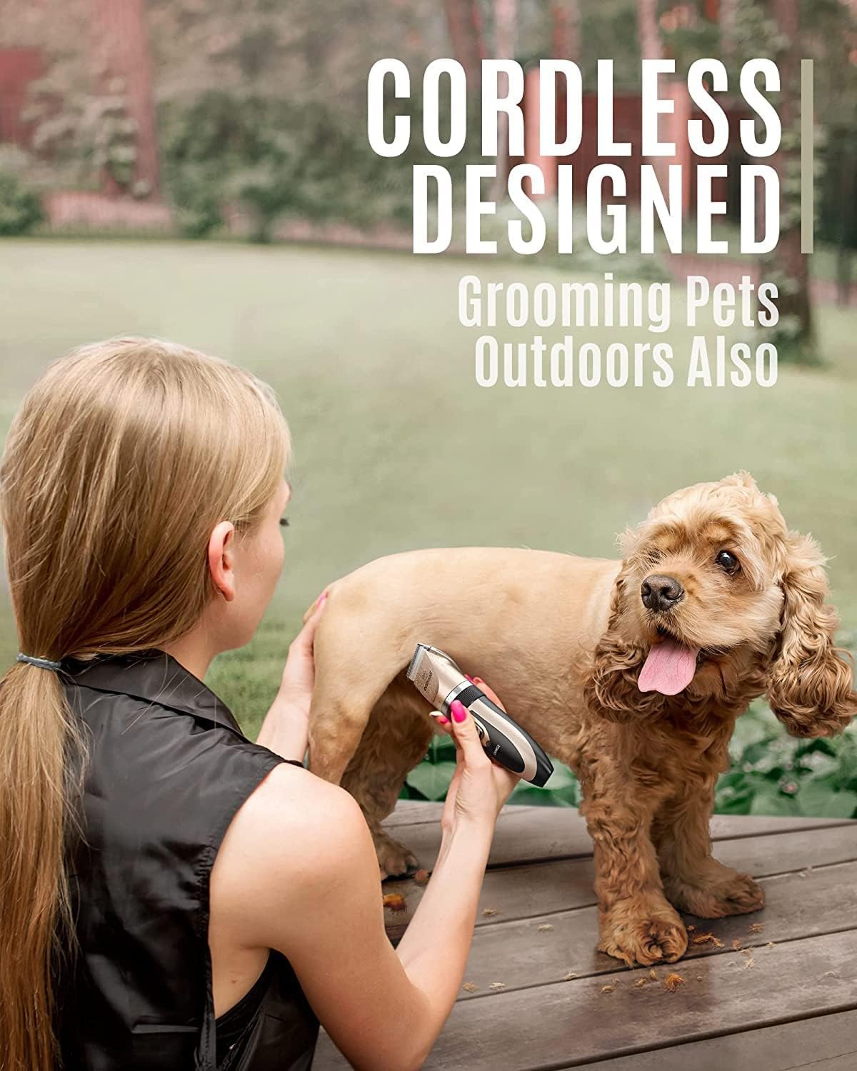 Dog Clipper Low Noise, Dog Grooming Kit with Rechargeable, Dog Shaver Cordless Electric Quiet Hair Clipper Set for Dog Cats Pets（Gold）