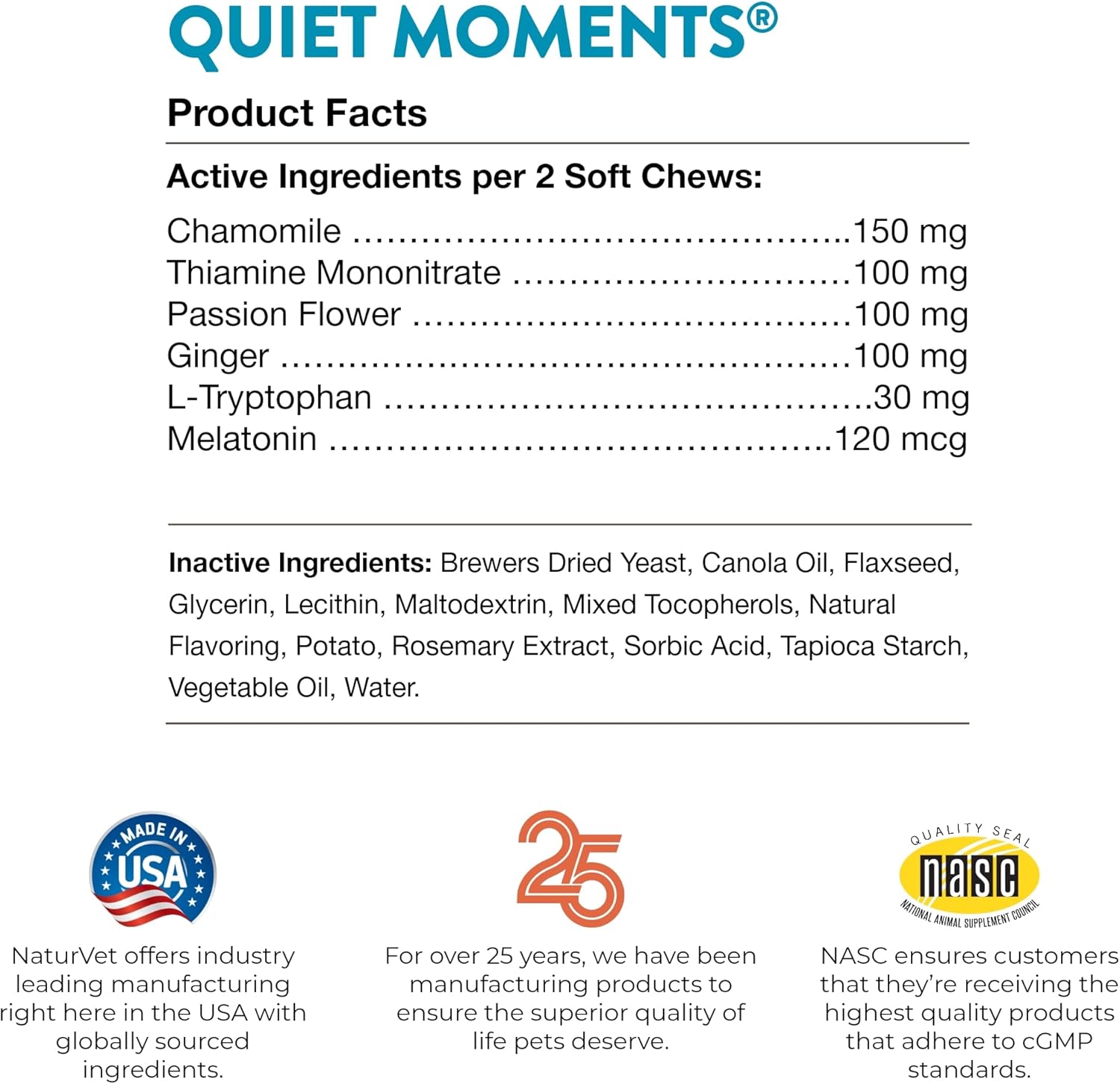 Quiet Moments Calming Dog Supplement, Dog Soft Chews with Melatonin to Help Reduce Stress from Storms, the Vet, Fireworks, and Travel, Bacon and Chicken Flavored Pet Supplement, 70 Count Jar