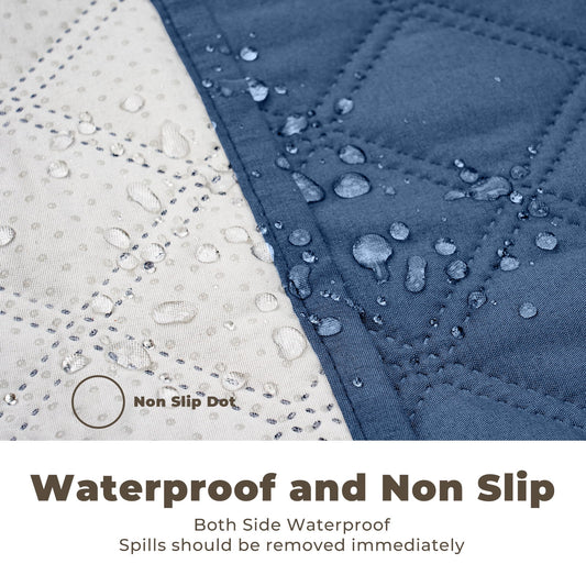 100% Double-Sided Waterproof Dog Bed Cover Pet Blanket Sofa Couch Furniture Protector for Kids Children Dog Cat, 52''X82'' Blue