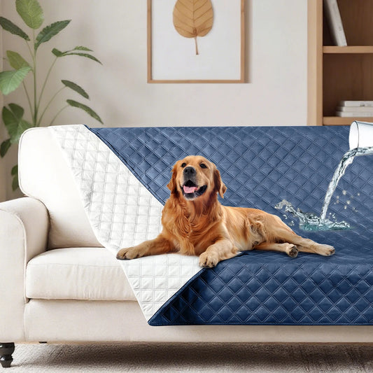 100% Double-Sided Waterproof Dog Bed Cover Pet Blanket Sofa Couch Furniture Protector for Kids Children Dog Cat, 52''X82'' Blue