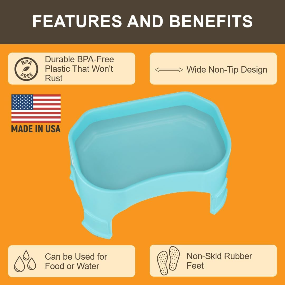Extra Large Water Bowl for Dogs, Raised Outdoor Dog Water Bowl (2.25 Gallon XL Capacity), Big Trough Style Food Dish for Indoors or Outside, No Spill Large Dog Bowls, Aquamarine