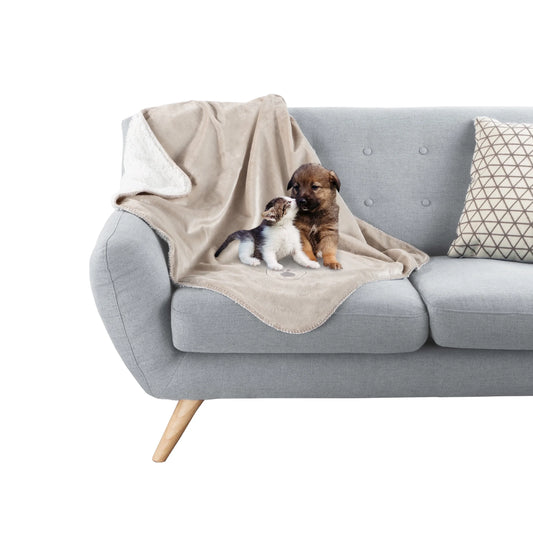 30X40-Inch Reversible Sherpa Fleece Waterproof Dog Blanket (Tan)
